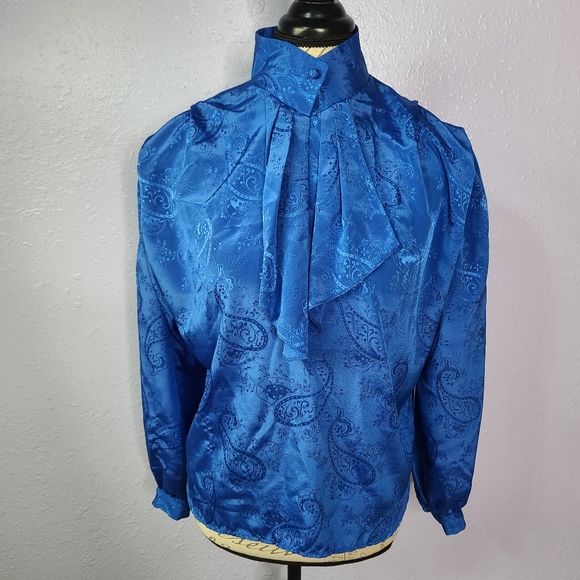 Vintage Ruffle Front Shoulder Pad Button Back 7/8 - Picture 11 of 12